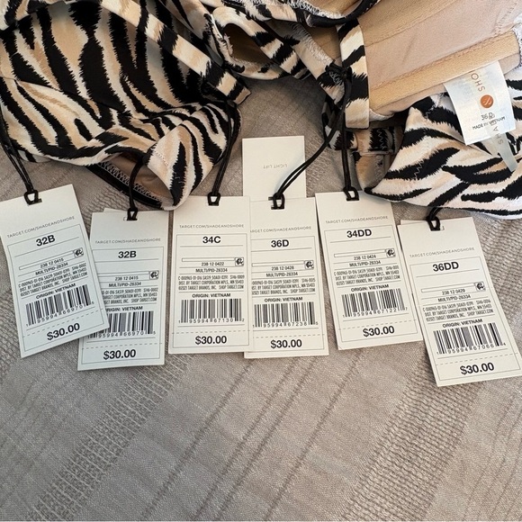 NWT Shade & Shore Black Tan and White Zebra Twist Front Padded Bikini Top - Picture 7 of 12